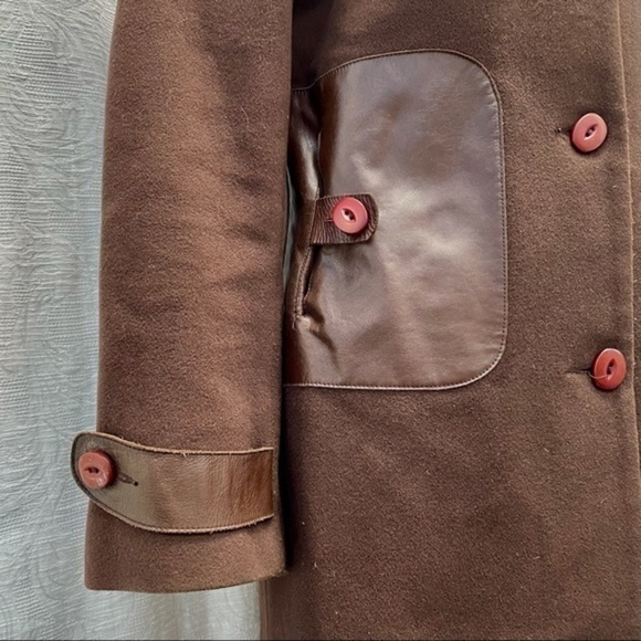 Mackage Wool/Cashmere Long Coat w Leather Trim - Picture 10 of 13